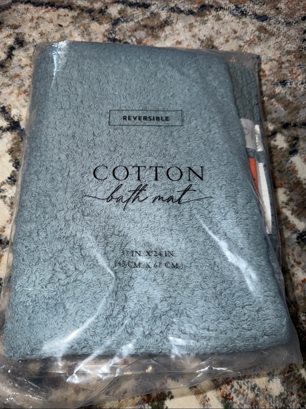 Two Cotton Reversible Bath Mats - blue